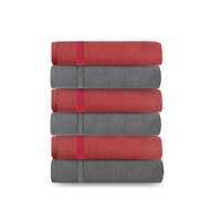 @home by Nilkamal Aquacado (Onion and Charcoal Grey, Set of 6 Face Towel) Soft Absorbent Quick Dry Towel for Facewash Gym Travel Spa Beauty Salon Hospital Hotel Travelling Parlour