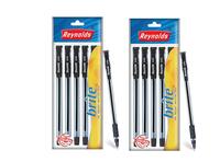 Reynolds BRITE 5 PEN BAG - PACK OF 2 | BLACK I Lightweight Ball Pen With Comfortable Grip for Extra Smooth Writing I School and Office Stationery | 0.7mm Tip Size