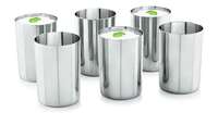 neelam - SGAS007P Stainless Steel 7 22G PRM Amrapali Glass, 400 ml, Silver, Set of 6