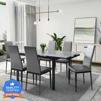 Flipkart Perfect Homes Cayman Extendable Metal 6 Seater Dining Set  (Finish Color -Black, Knock Down)