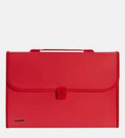 Amazon Brand - Solimo Expanding File Folder with 13 Pockets, Handle, and Buckle Closure, for A4 Size Documents (Red)