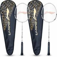 LI-NING Smash XP 90 IV Badminton Racket (Set of 2 + 2 Full Covers) (Strung, White/Silver) Multicolor Strung Badminton Racquet  (Pack of: 4, 95 g)
