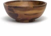Acacia Footed Round Flared Serving Bowl for Fruits or Salads, Small, 7" Diameter x 3" Height, Single Bowl