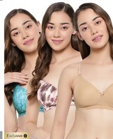 [Pack of 3] Padded Solid/Printed T-shirt Bras - Assorted
