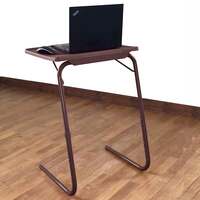 bi3 Multipurpose Laptop Study Table Strong Top 6 Heights 3 Angles Portable Adjustable Foldable (Brown, Metal)