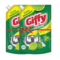 (Pack of 2)  Giffy Green Lime & Active Salt Dishwash Liquid Gel 900ml (Pack of 2) Refill Pack|2x Faster Tough Grease Removal|Utensils Cleaning Dish Wash Liquid Super Saver Offer