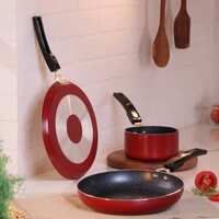 Flipkart SmartBuy 3 pc Non-Induction Bottom Non-Stick Coated Cookware Set  (Aluminium, 3 - Piece)