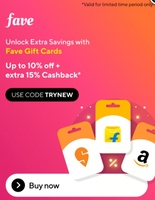 Fave gift card offer : Get 15% cashback upto Rs.30 