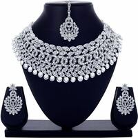 R A Enterprises  Alloy Rhodium Silver Jewel Set  (Pack of 1)