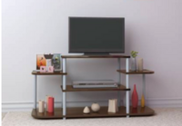 Nilkamal Georgia Black Engineered Wood TV Stand with 4 Open Shelf Nilkamal
