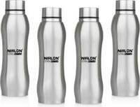 NIRLON Ozone Stainless Steel Single Wall Water Bottle/Fridge Refrigerator Bottle 1000 ml Bottle (Pack of 4, Silver, Steel)