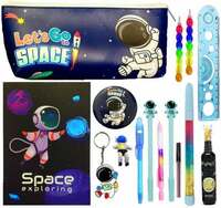 Neel 15pcs Space Theme birthday Gift, Astronaut Stationery Set for Kids Space Pencil Case, Diary, Pen, Pencil Eraser theme all Stationery best Return Gift, for Kids Art Polyester Pencil Box