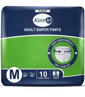 KareIn Classic Adult Diaper Pants, Medium 75 - 100 Cm (30"- 40"), Unisex, Leakproof, Elastic Waist, Wetness Indicator, 10 Count