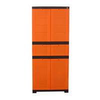 Cello Novelty Triplex Plastic Cupboard with 4 shelves(Orange and Brown)