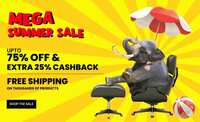 Pepperfry Mega Summer Sale-Up to 75% Off + Extra 25% Cashback + Free Shipping
