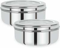 Renberg Stainless Steel Puri Canister Set of 2, 950ml, Sliver (RBIN-6094) - 950 ml Steel Utility Container  (Pack of 2, Silver)