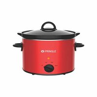 Pringle Electric Slow Cooker 4 Liter with indicator light| Ceramic Pot with Glass Lid | Red Color FW 1809 (Single) 
