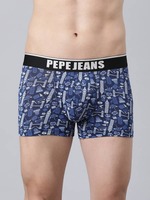 Pepe Jeans Men Blue Printed Trunk