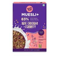 Yogabar Dark Chocolate & Cranberry Muesli with chia and flax seeds 500g - Breakfast Cereal with 83% Nuts and Seeds, Dried Fruits, and Whole Grains - Vegan and Gluten Free Snack

