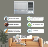 Blue Star 1 Ton 5 Star Fixed Speed Window AC (Copper, Turbo Cool, Humidity Control, Fan Modes-Auto/High/Medium/Low, Hydrophilic Blue Fins, Dust Filters, Self-Diagnosis, 2023 Model, WFA512LN, White)