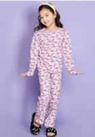 LilPicks Girls Pink & White Unicorn Printed Night Suit