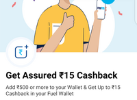 Paytm add money Rs.1500 or more to wallet using UPI & get Rs.15 cashback in fuel wallet