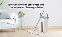 Jobber  Flat Mop With Bucket, Hand Free Floor Mop, Extra 1 Reusable Mop Pads, Stainless Steel Handle Spice Container (Multi)