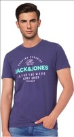 JACK & JONES Typography Men Round Neck Blue T-Shirt on Flipkart
