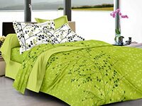 Huesland by Ahmedabad Cotton 144 TC Cotton King Size Bedsheet with 2 Pillow Covers - Green(9ft x 9ft) 