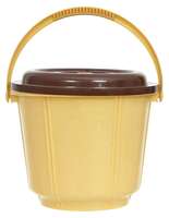 Kuber Industries Small Multiuses Plastic Kitchen & Pantry Storage Container/Bucket with Handle & Lid, 5 LTR. (Cream)