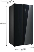 Midea 661 L Side by Side Refrigerator with Inverter (MDRS853FGG22IND, Black, Glass Finish)