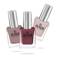 JUICE One Coat Nail Polish Combo No.27 (PACK OF 3)Nude Collection, High Gloss, Chip Resistant, Quick Dry, Gel Effect, Shades : Sun Kissed/Dusty Coral/Camel GLOSS, 11ml each
