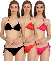 PIBU Bra & Panty Set for Women Ll Ladies and Girls Lingerie Set [Pack of 3]