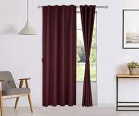 Solimo 100% Solid Cotton Door Curtains, 7 feet (Set of 2), Maroon 