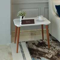 Dream Arts Shoppee Round and Rectangle Wooden Side Table and Four Leg End Table (Black Pedestal) 