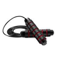 FitBox Sports Skipping Rope Foam Padded With Coated Steel Rope, Jump Rope For Exercise & Workout (Black/Red)