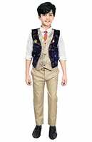 AHHAAAA Cotton Blend Kids Ethnic Waistcoat Shirt and Pant Set for Boys 3017 