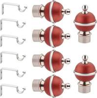 GLOXY Silver, Maroon Rod Rail Bracket, Curtain Knobs, Curtain Hooks, Curtain Rods Metal (Pack of 12) Extra Rs 14 off using supercoins