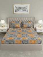 Raymond Home 104 TC Cotton Double Geometric Flat Bedsheet on Flipkart
