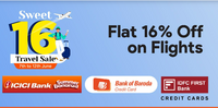 Ixigo Sweet 16 Travel Sale- Get Flat 16% Off on Flights