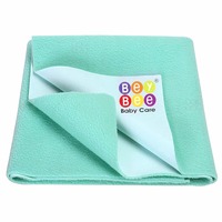 BeyBee Instadry Anti-Piling Fleece Extra Absorbent Quick Dry Sheet for New Born Babies, Cotton Bed Protector Mattress, Reusable Waterproof baby Cot sheet for Toddler Infant, Small size 50x70cm, Sea Green