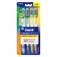 Oral B Criss Cross - Family pack of 4 toothbrushes – Medium,for adults,Manual,Multicolor