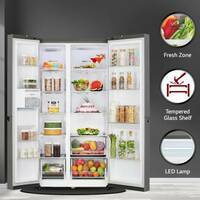[Lowest] LG 655 L Frost Free Side by Side Refrigerator  (Dazzle Steel, GL-B257HDSY)