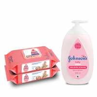 Johnsons Baby Skincare Wipes with Lid, 144s +Johnsons Baby Lotion 500ml