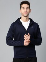 HRX by Hrithik Roshan Men Navy Blue Solid Training Rapid Dry Hooded Jacket