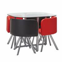 Solimo Indus Glass 4 Seater Dining Set (Silver)