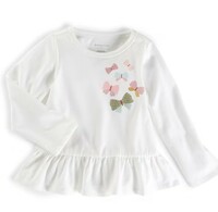 Macy's First Impression Girls White & Pink Printed Cinched Waist Top
