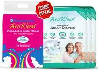 Arokleen Combo of Adult Diaper Tape Style LARGE 102-150 CM + Patient Underpad 90 X 60 CM Adult Diapers - M - L on Flipkart
