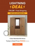 Zamami 4 Door Wardrobe in Brown Oak Finish with Mirror,