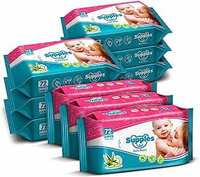 Supples Baby Wet Wipes with Aloe Vera and Vitamin E - 72 Wipes/Pack (Pack of 9)